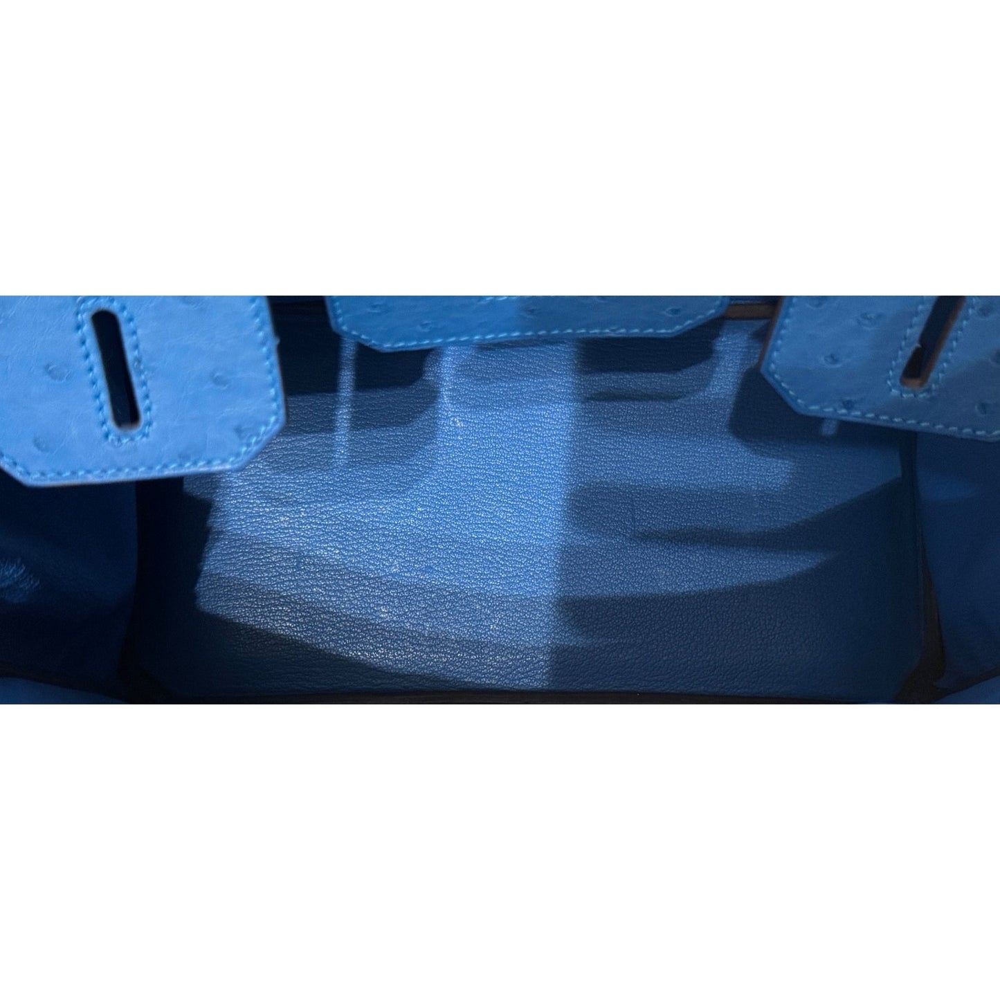 Hermes Birkin 30 Ostrich Blue Mykonos Leather Palladium Hardware RARE