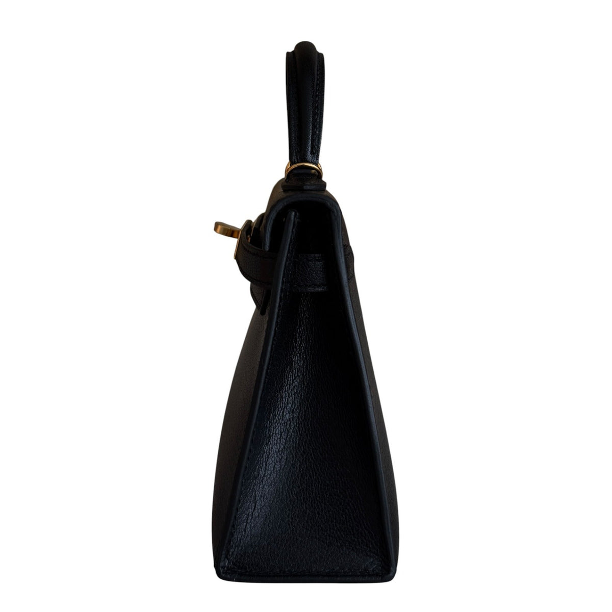 Hermes Kelly Mini 20 Black Noir Chevre Coromandel Leather Gold Hardware