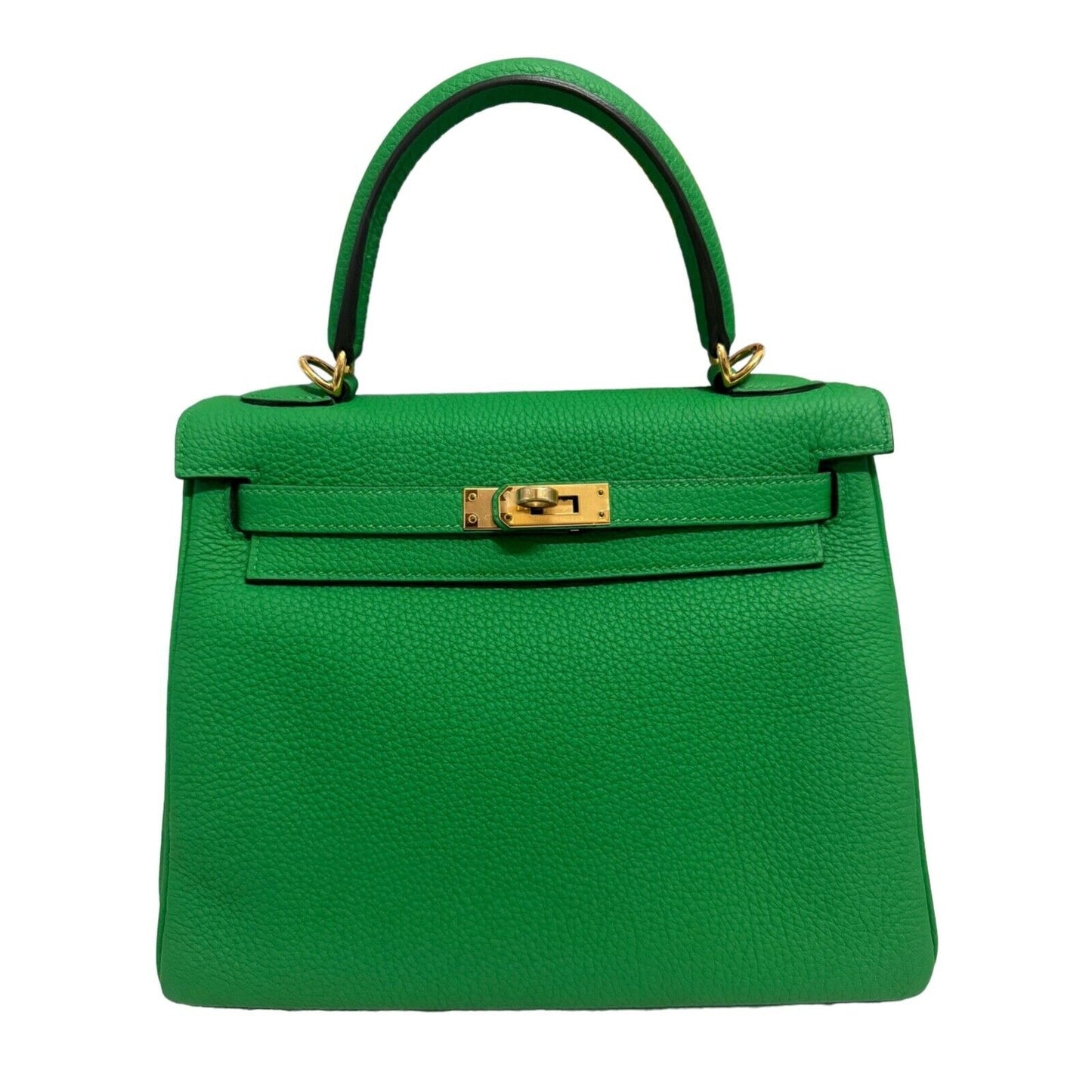 HERMES KELLY 25 BAMBOO GREEN TOGO LEATHER GOLD HARDWARE 2020 RARE