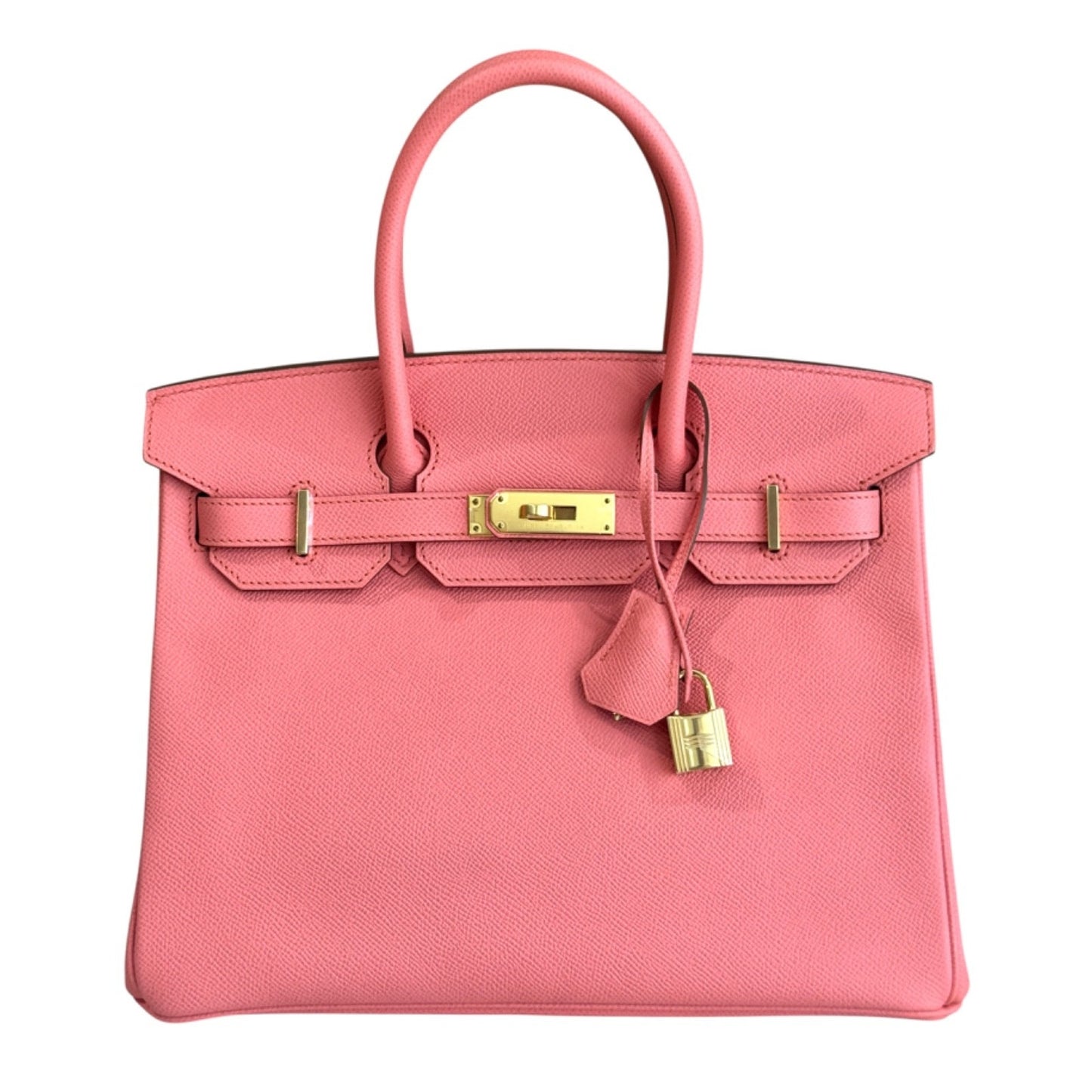 Hermes Birkin 30 Flamingo Pink Epsom Leather Gold Hardware Handbag RARE