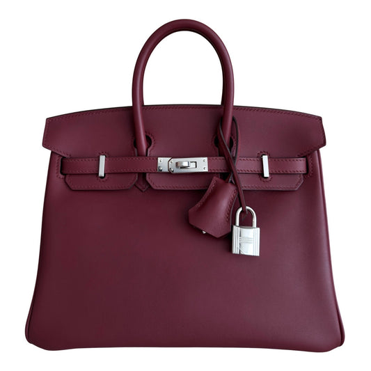 Hermes Birkin 25 Rouge Grenat Red Swift Leather Palladium Hardware RARE