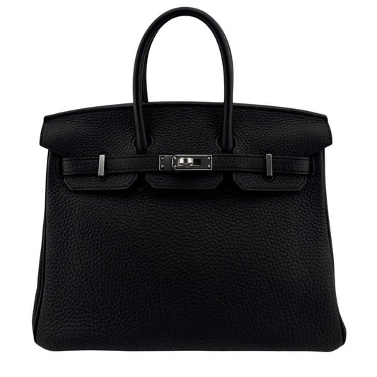 Hermes Birkin 25 Black Noir Togo Leather Palladium Hardware Handbag