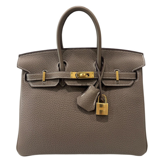 Hermes Birkin 25 Etoupe Gray Togo Leather Gold Hardware Handbag