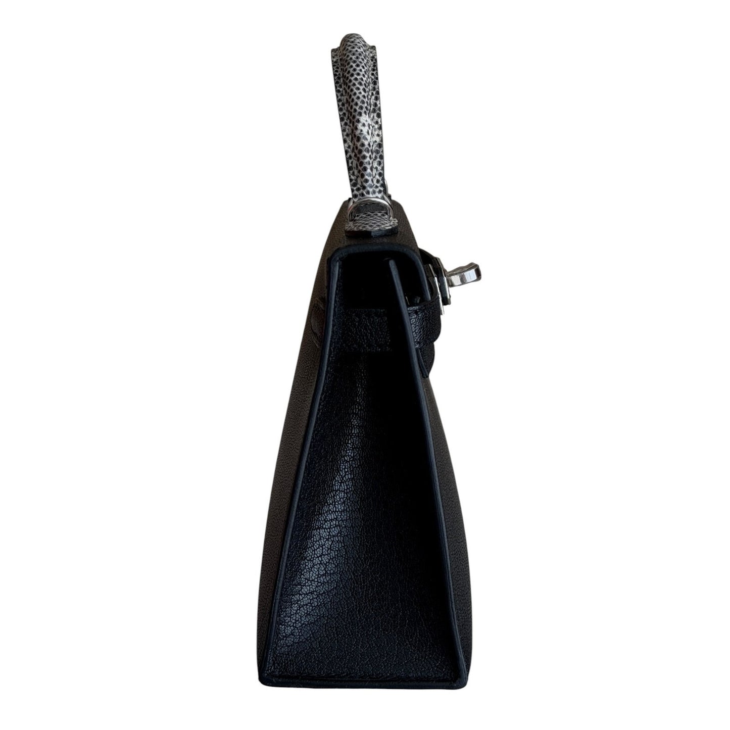 Hermes Mini Kelly Touch Black Chamkila Chevre Leather Lizard Palladium Hardware