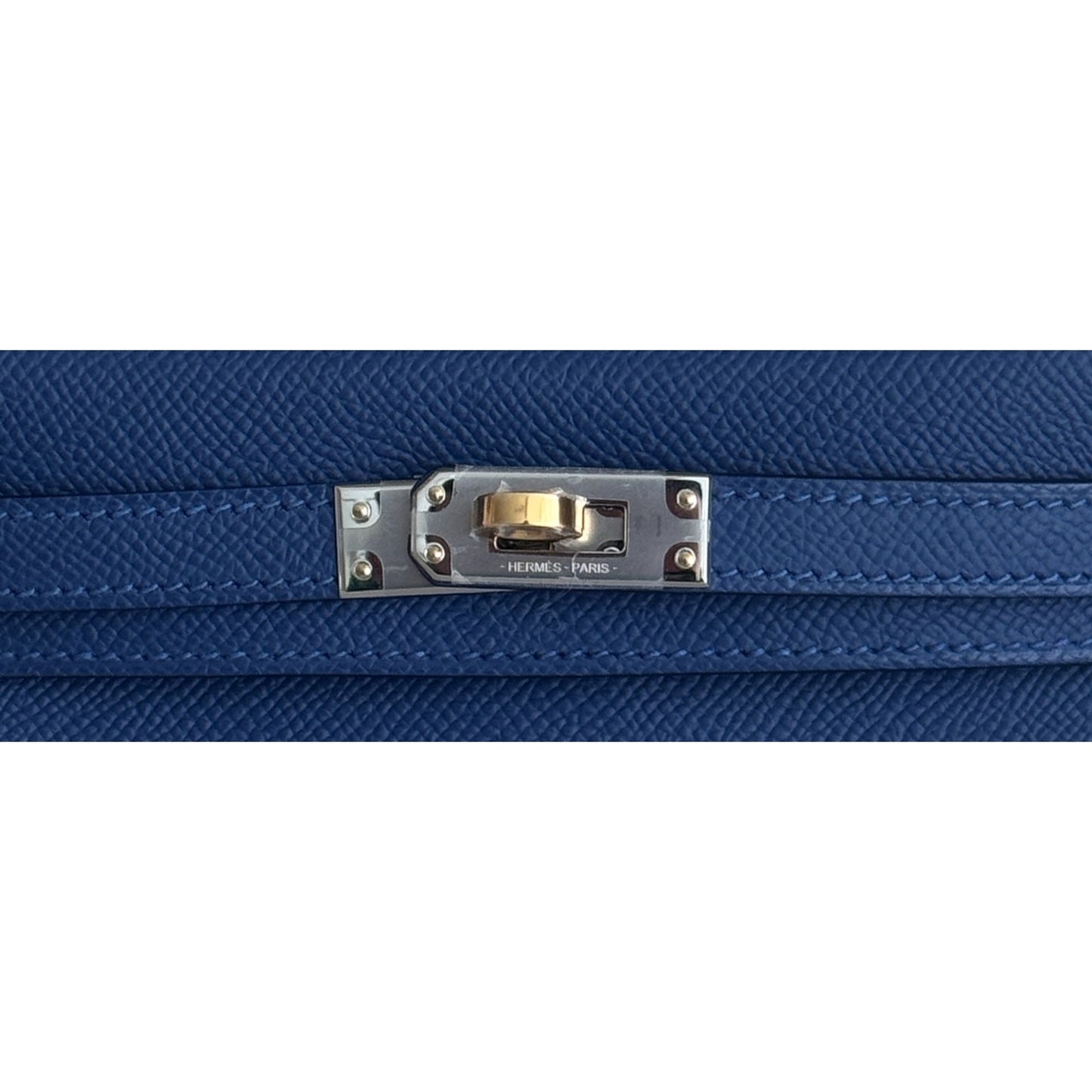 Hermes Kelly Mini 20 Blue Tie Epsom Leather Electrum Gold Palladium Hardware NEW