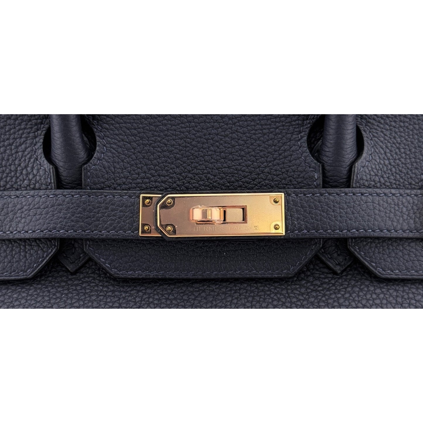 Hermes Birkin 30 Bleu Nuit Dark Blue Togo Leather Rose Gold Hardware