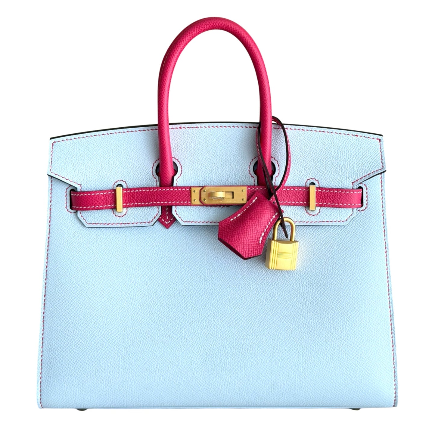 Hermes Birkin 25 Sellier Special Order Blue Brume Rose Extreme Brushed Gold Hwr