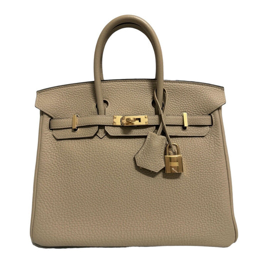 Hermes Birkin 25 Trench Beige Tan Togo Leather Gold Hardware Handbag RARE