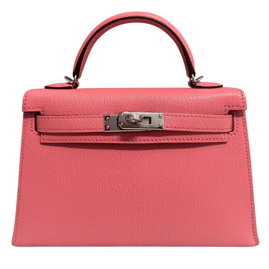 Hermes Kelly Mini 20 Verso Rose D'ete Pink Chèvre Rouge H Leather Palladium Hwr