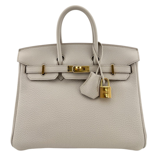 Hermes Birkin 25 Beton Beige Togo Leather Gold Hardware Handbag