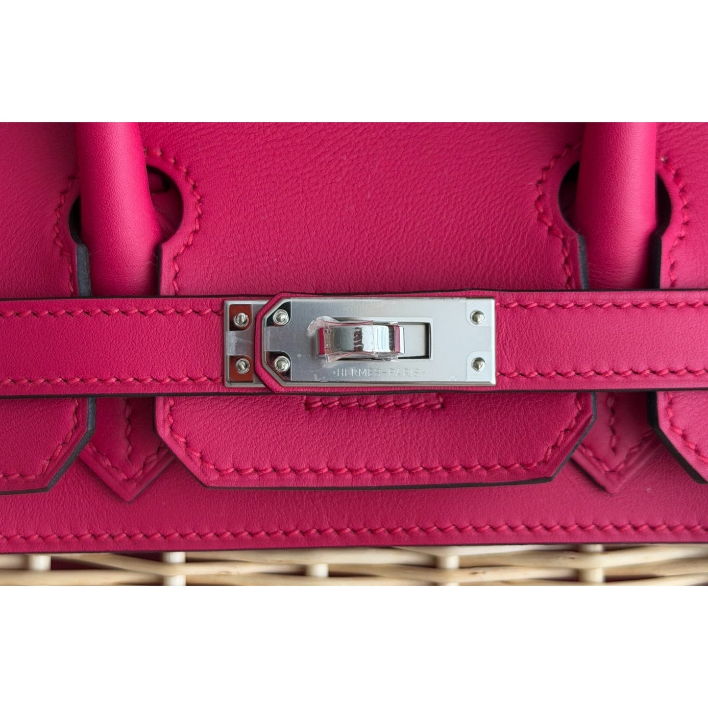 Hermes Birkin 25 Picnic Framboise Pink Leather Palladium Hardware RARE