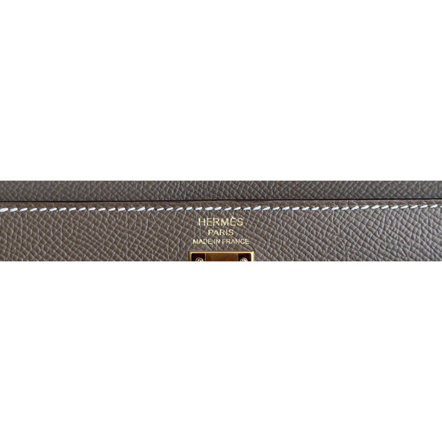 Hermes Kelly 25 Sellier Etoupe Gray Epsom Leather Gold Hardware