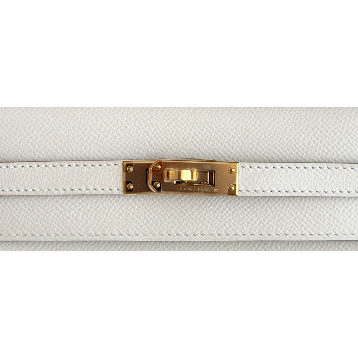 Hermes Kelly 25 Sellier Craie White Epsom Leather Gold Hardware