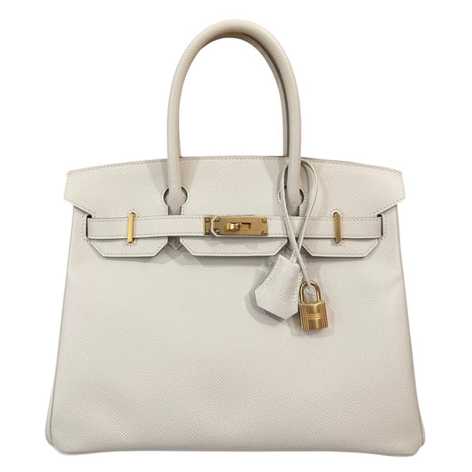 Hermes Birkin 30 Craie White Epsom Leather Gold Hardware Handbag