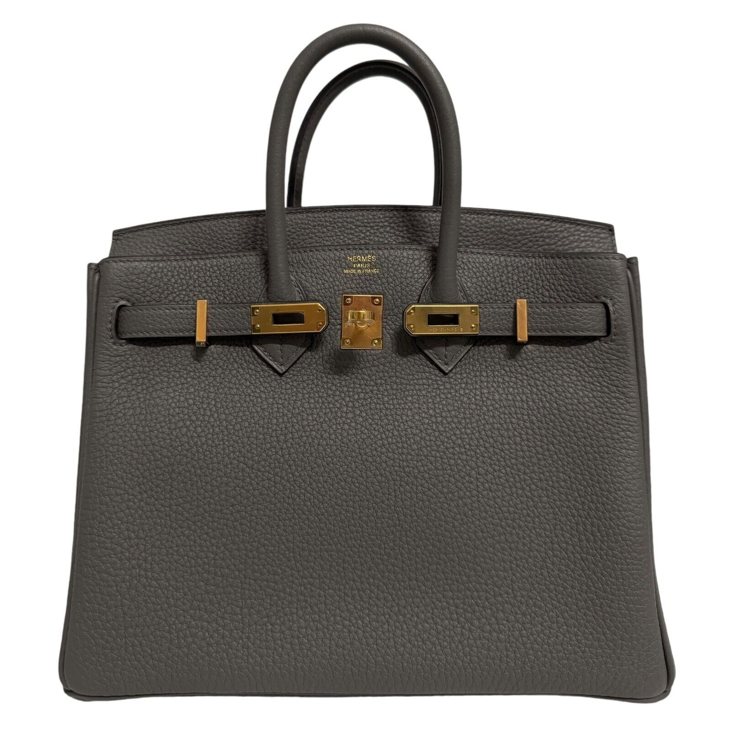 Hermes Birkin 25 Etain Gray Grey Togo Leather Gold Hardware Handbag