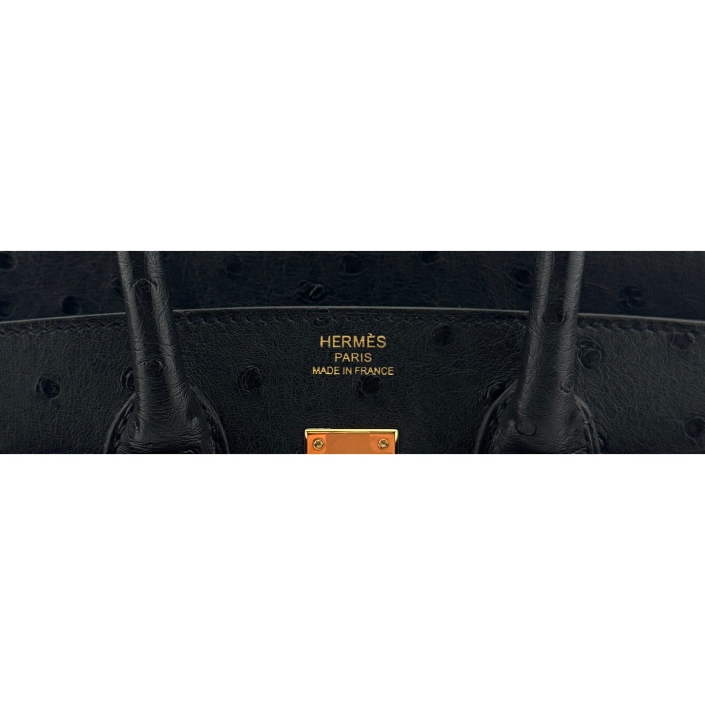 Hermes Birkin 25 Black Noir Ostrich Leather Rose Gold Hardware Handbag
