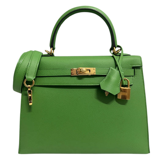 Hermes Kelly 25 Sellier Vert Yucca Green Epsom Leather Gold Hardware