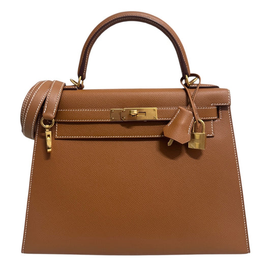 Hermes Kelly 28 Sellier Gold Tan Epsom Leather Gold Hardware RARE