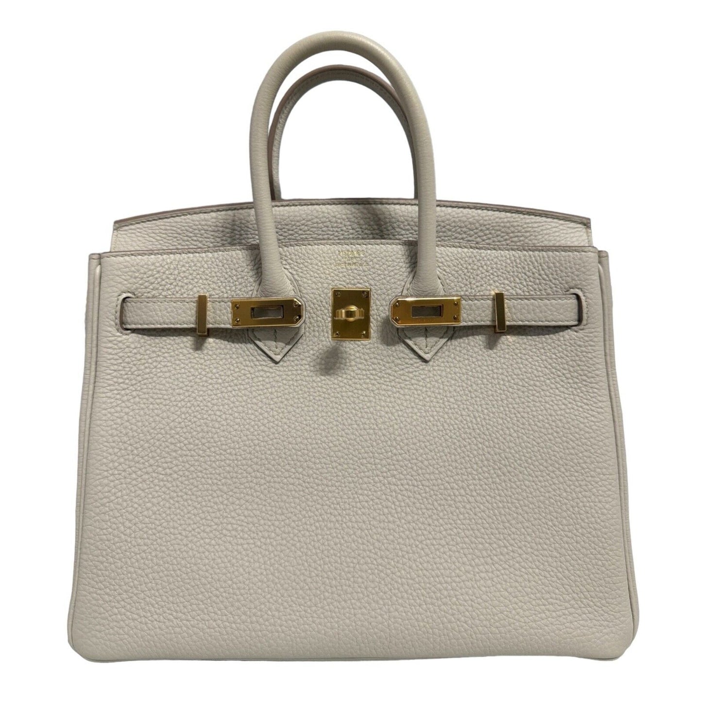 Hermes Birkin 25 Beton Beige Gray Togo Leather Gold Hardware Handbag