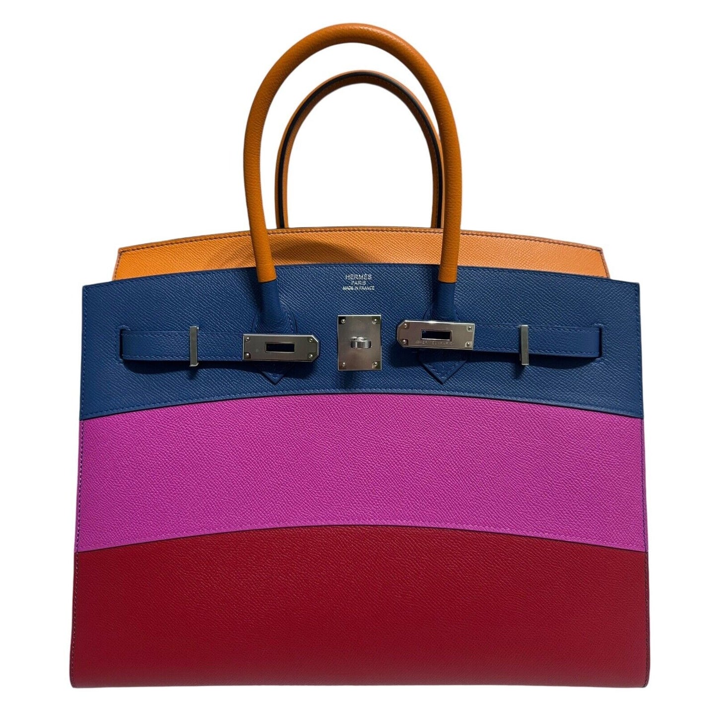 Hermes Birkin 35 Sellier Sunset Apricot Bleu Agate Magnolia, Rouge Casaque Epsom