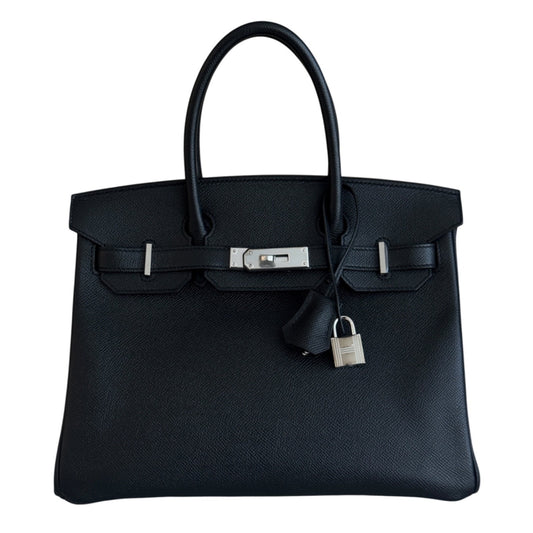 Hermes Birkin 30 Black Noir Epsom Leather Palladium Hardware RARE
