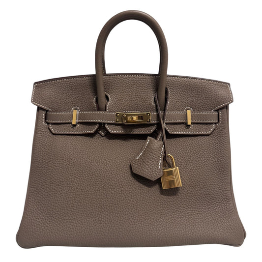 Hermes Birkin 25 Etoupe Gray Togo Leather Gold Hardware Handbag