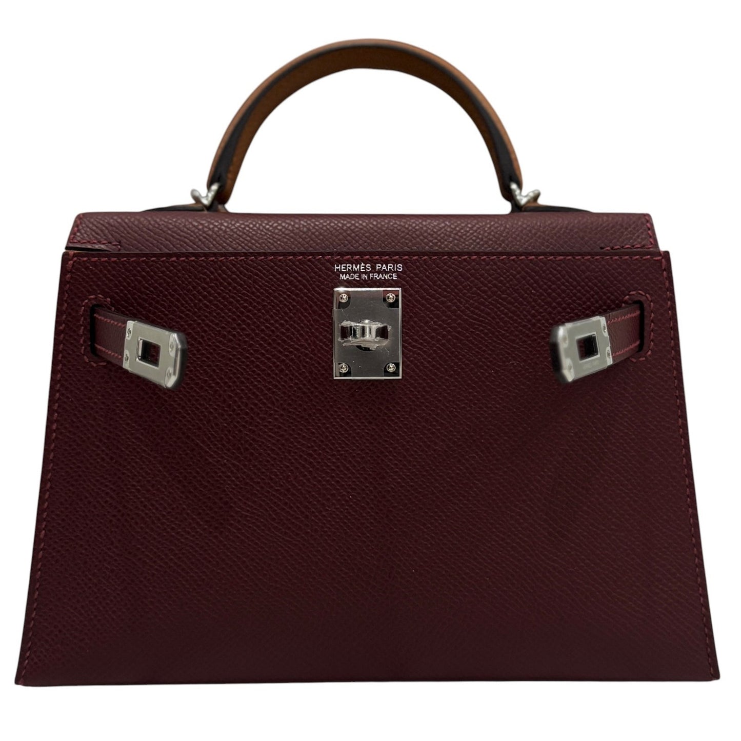 Hermes Mini Kelly Tri Color Rouge H Gold Bai Brun Epsom Palladium Hardware