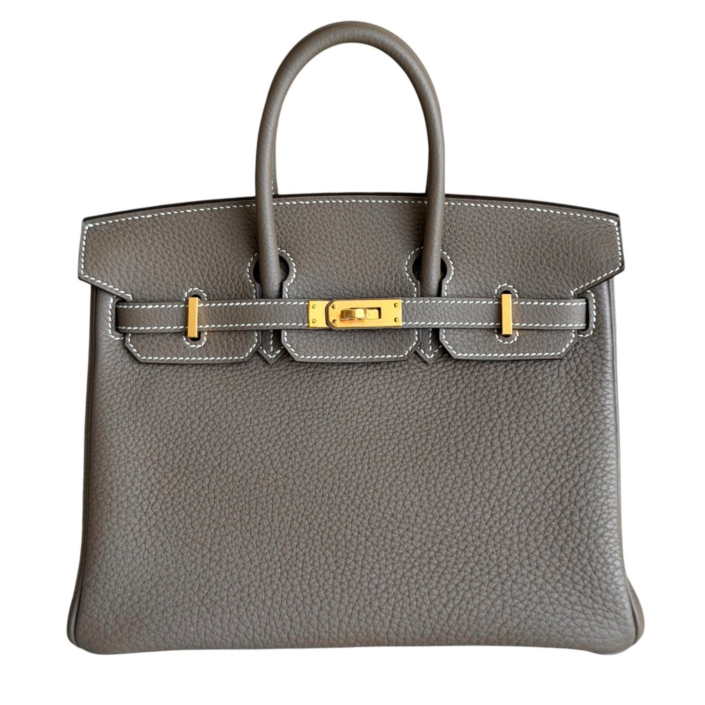 Hermes Birkin 25 Etoupe Gray Togo Leather Gold Hardware Handbag