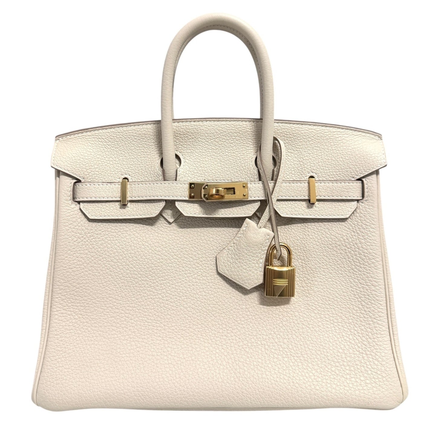 Hermes Birkin 25 Craie White Beige Togo Leather Gold Hardware Handbag