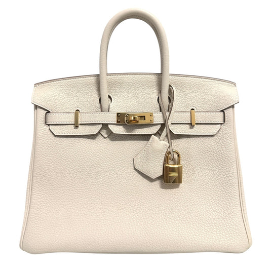 Hermes Birkin 25 Craie White Beige Togo Leather Gold Hardware Handbag