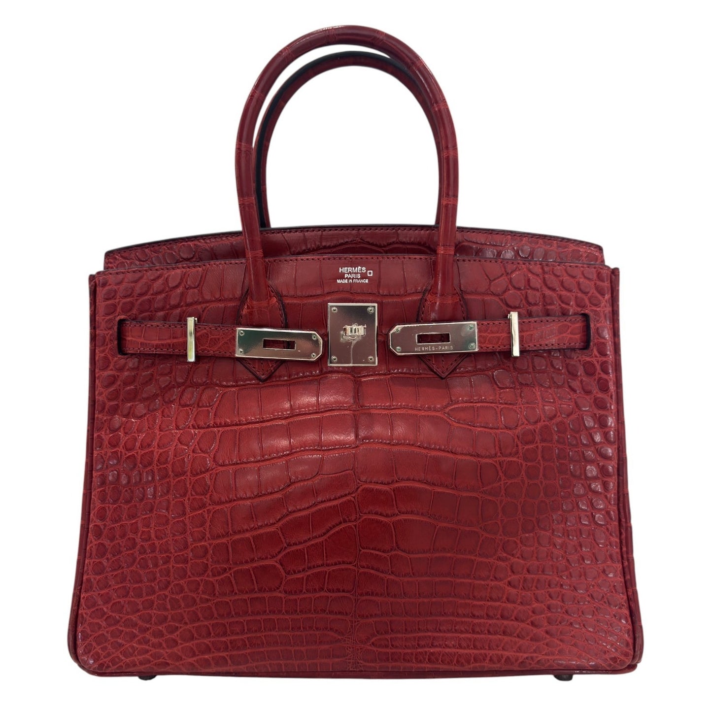 Hermes Birkin 30 Rouge H Red Matte Alligator Leather Palladium Hardware