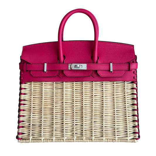 Hermes Birkin 25 Picnic Framboise Pink Leather Palladium Hardware RARE
