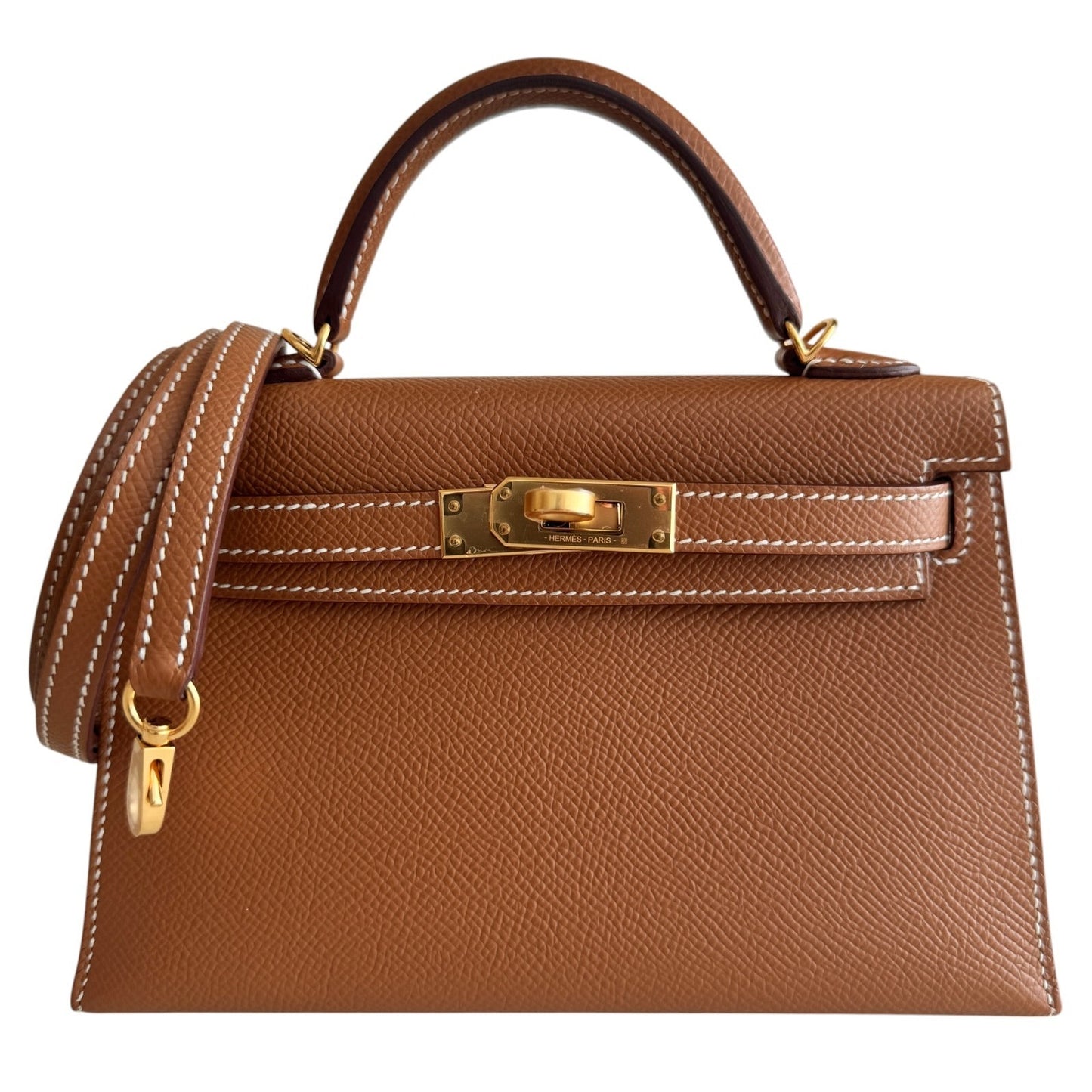 Hermes Kelly Mini 20 Gold Tan Epsom Leather Gold Hardware