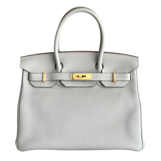 Hermes Birkin 30 Gris Perle Pearl Gray Togo Leather Gold Hardware Handbag Rare