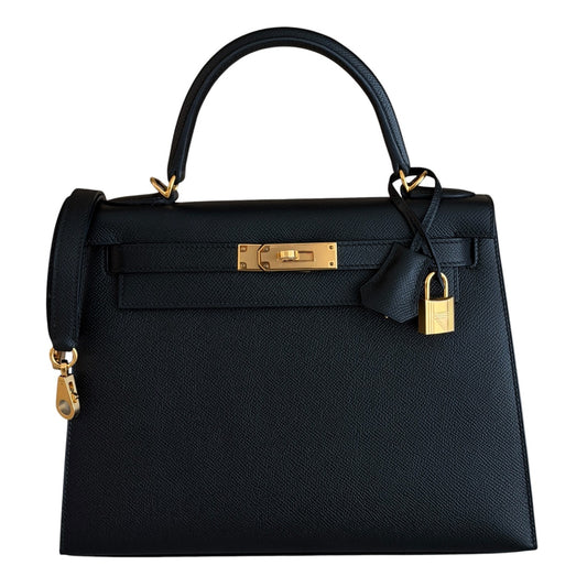 Hermes Kelly 28 Sellier Black Noir Epsom Leather Gold Hardware