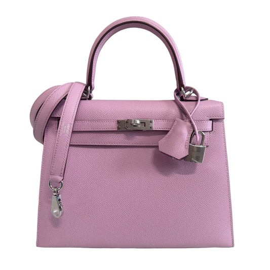 Hermes Kelly 25 Sellier Mauve Sylvester Pink Epsom Palladium Hardware