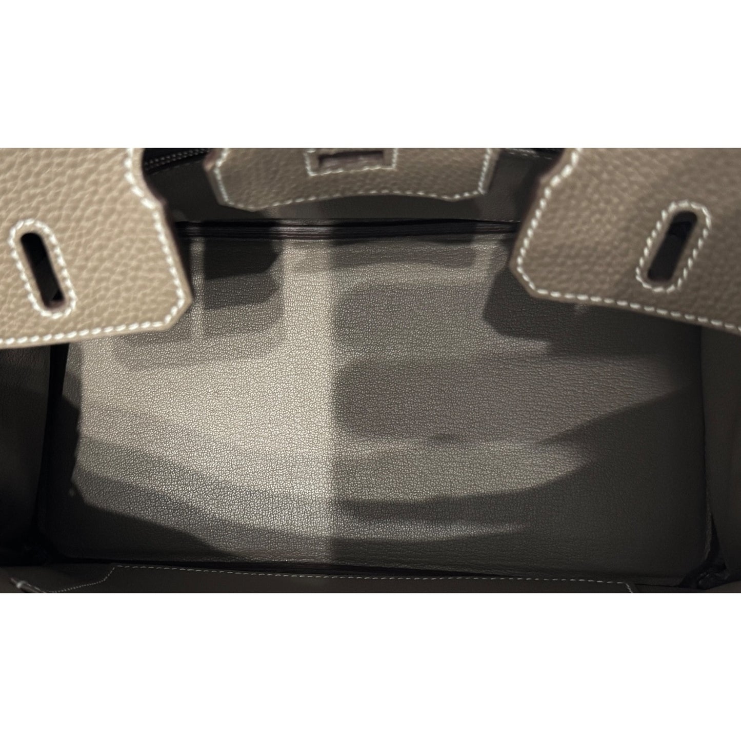 Hermes Birkin 25 Etoupe Gray Togo Leather Palladium Hardware Handbag