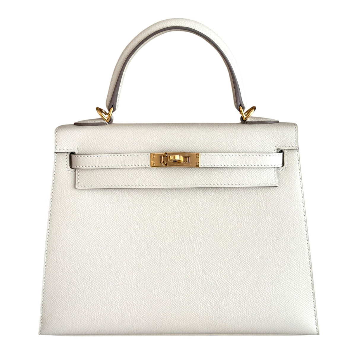 Hermes Kelly 25 Sellier Craie White Epsom Leather Gold Hardware