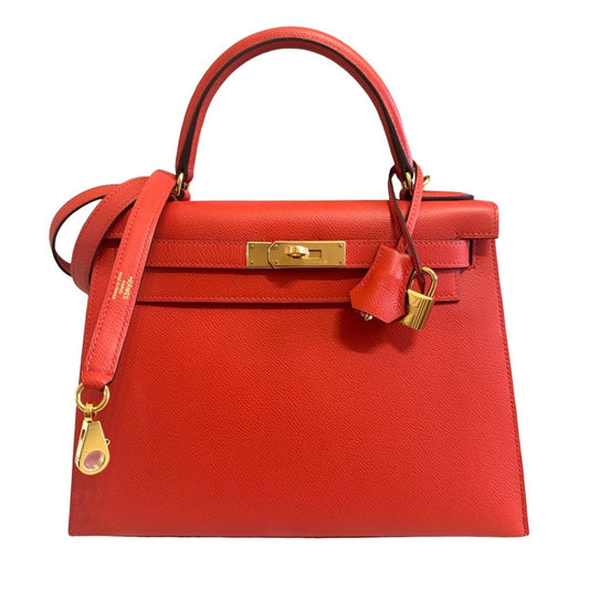 Hermes Kelly 28 Sellier Capucine Orange Red Epsom Leather Gold Hardware 2021