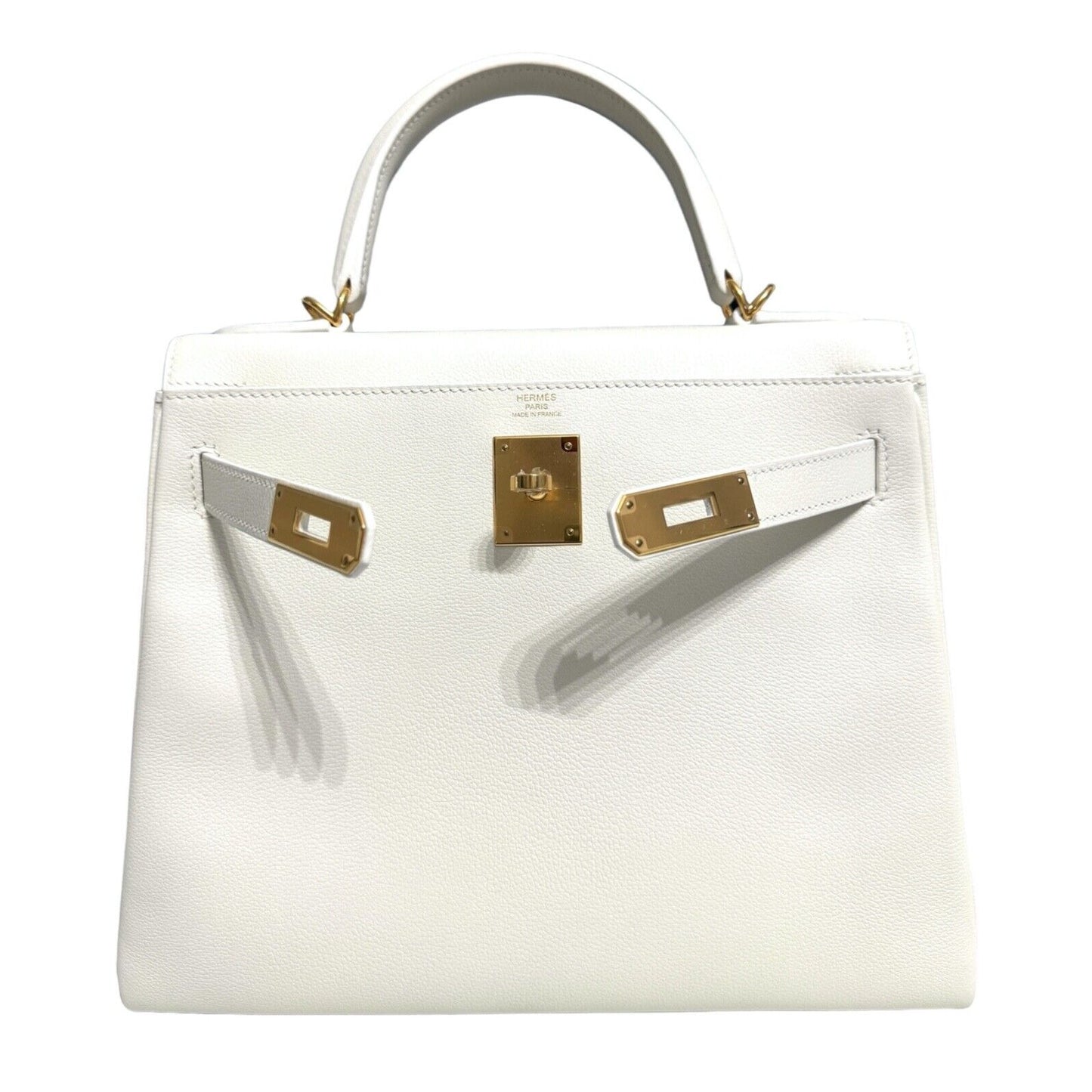 Hermes Kelly 28 White Blanc Leather Gold Hardware 2021