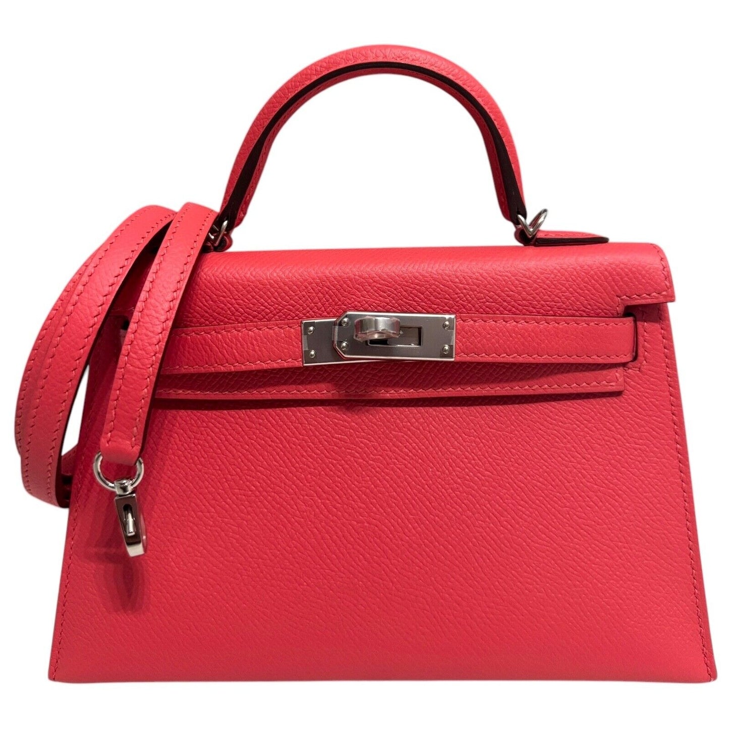 Hermes Kelly Mini 20 Verso Rose Texas Pink Rouge Int Epsom Leather Gold Hardware