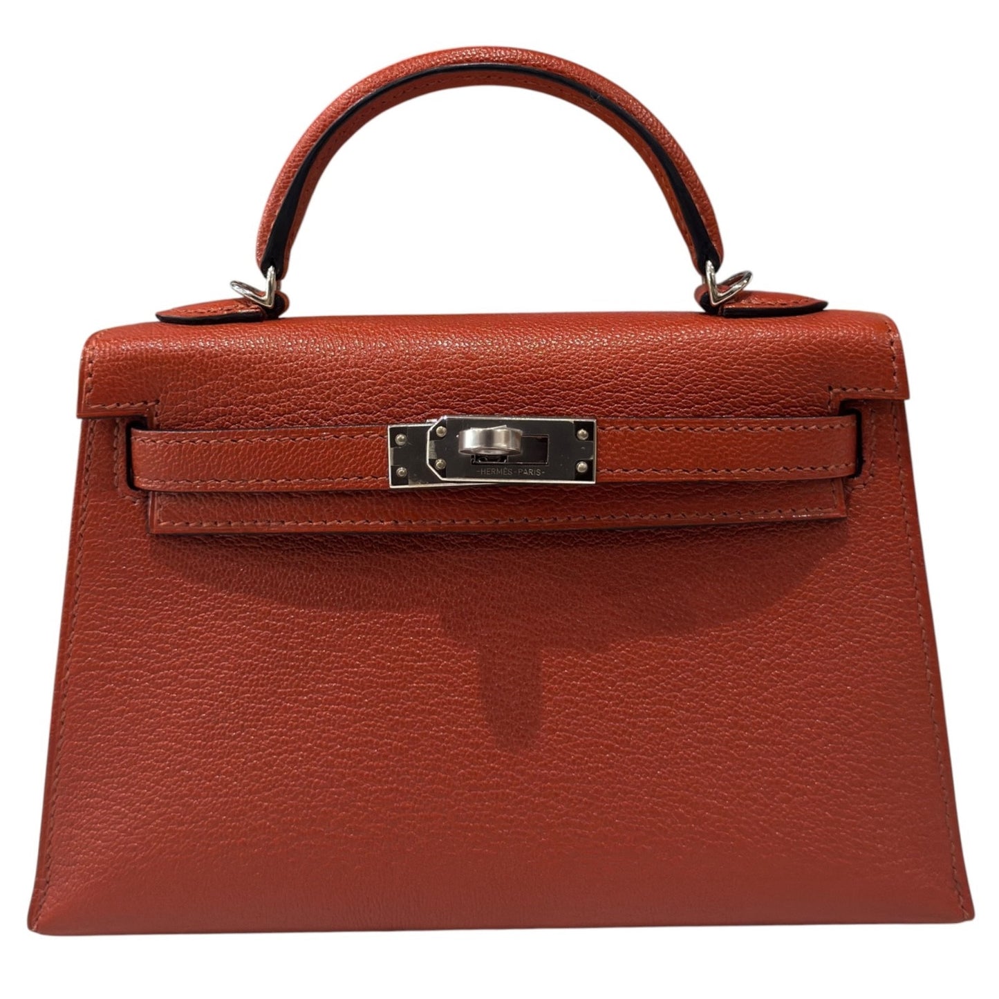 Hermes Kelly Mini 20 Cuivre Orange Chèvre Leather Pink Palladium Hardware RARE
