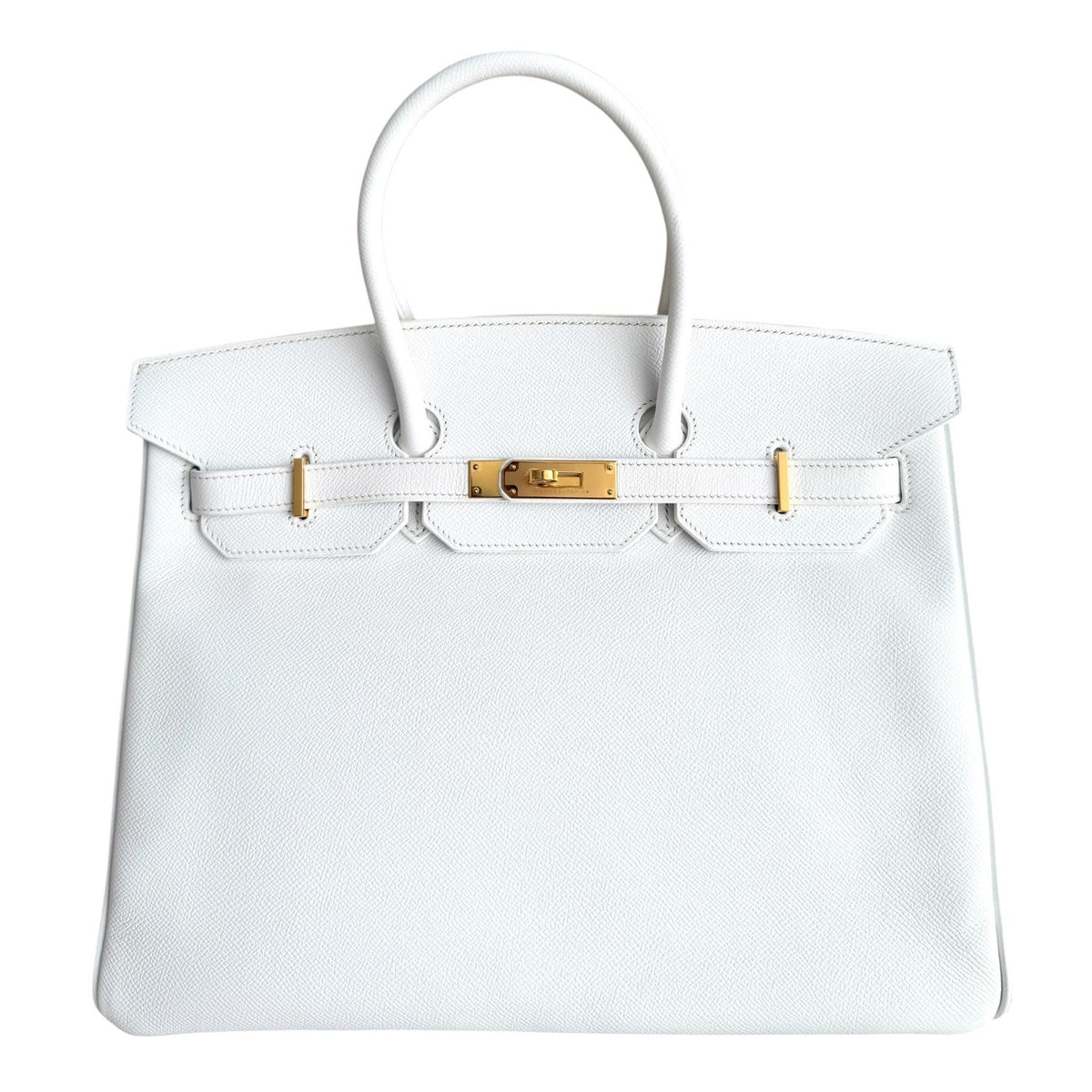 Hermes Birkin 35 Blanc White Epsom Leather Gold Hardware RARE