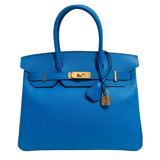 Hermes Birkin 30 Blue Zanzibar Bleu Epsom Leather Gold Hardware