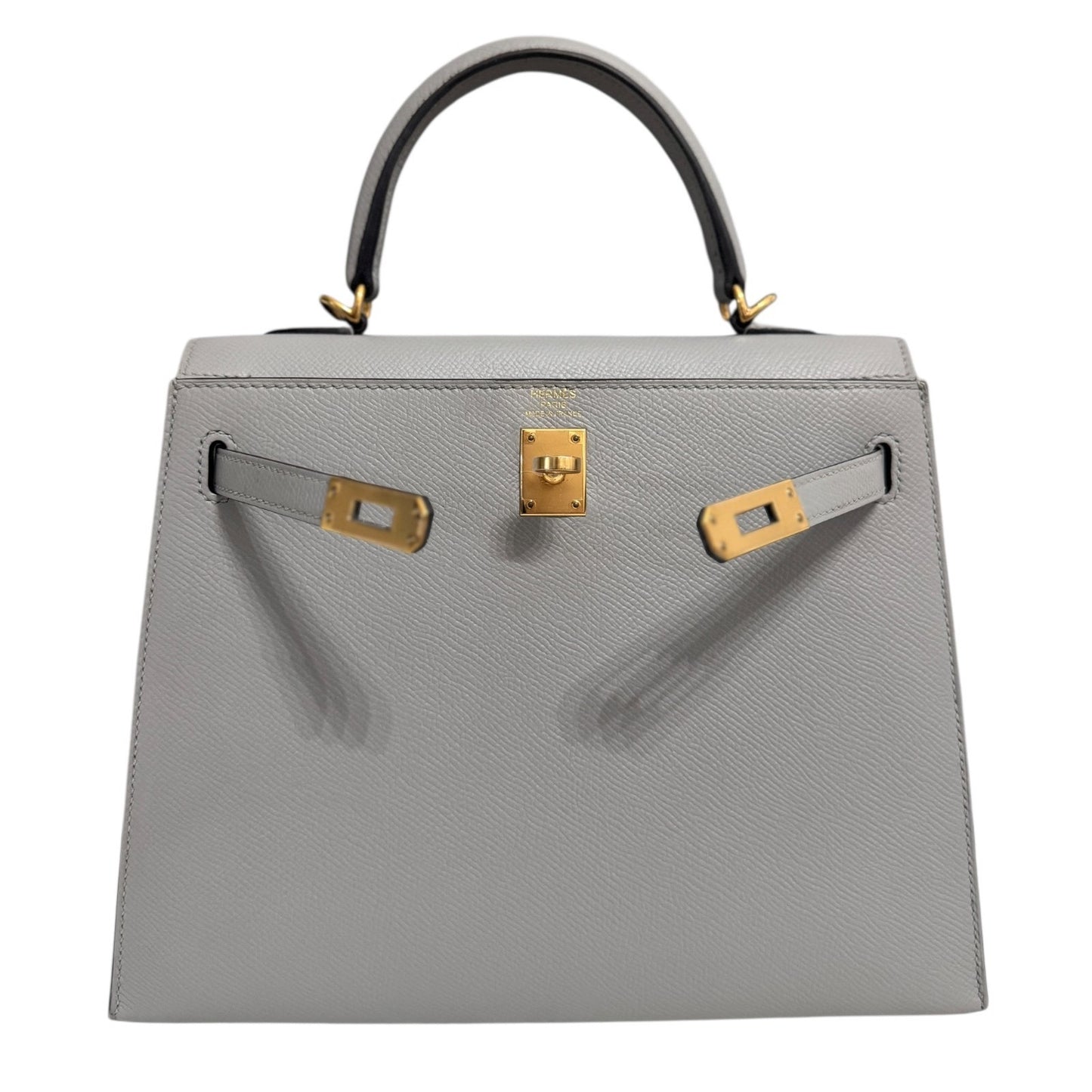 Hermes Kelly 25 Sellier Gris Mouette Gray Epsom Leather Gold Hardware