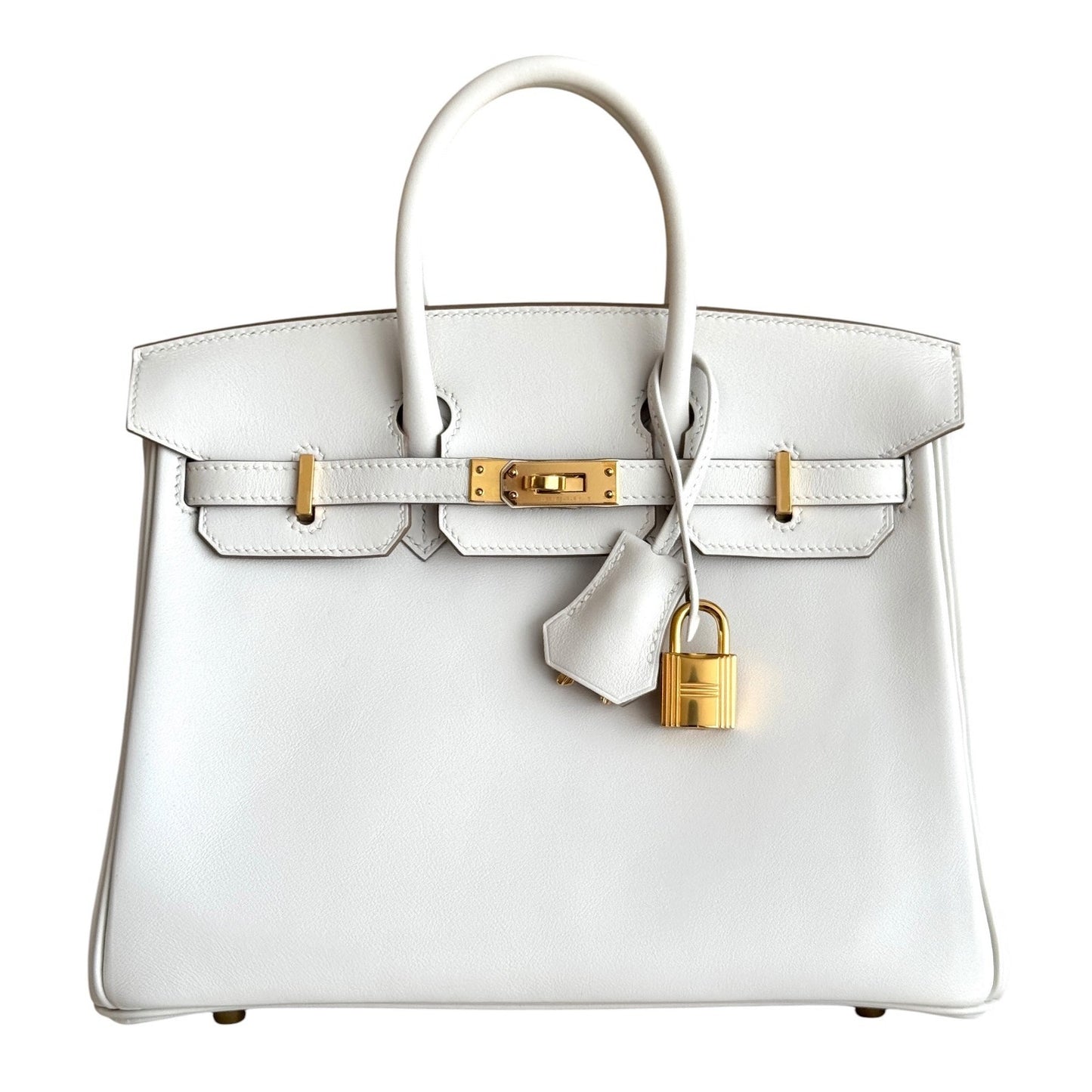 Hermes Birkin 25 Mushroom White Gray Leather Gold Hardware
