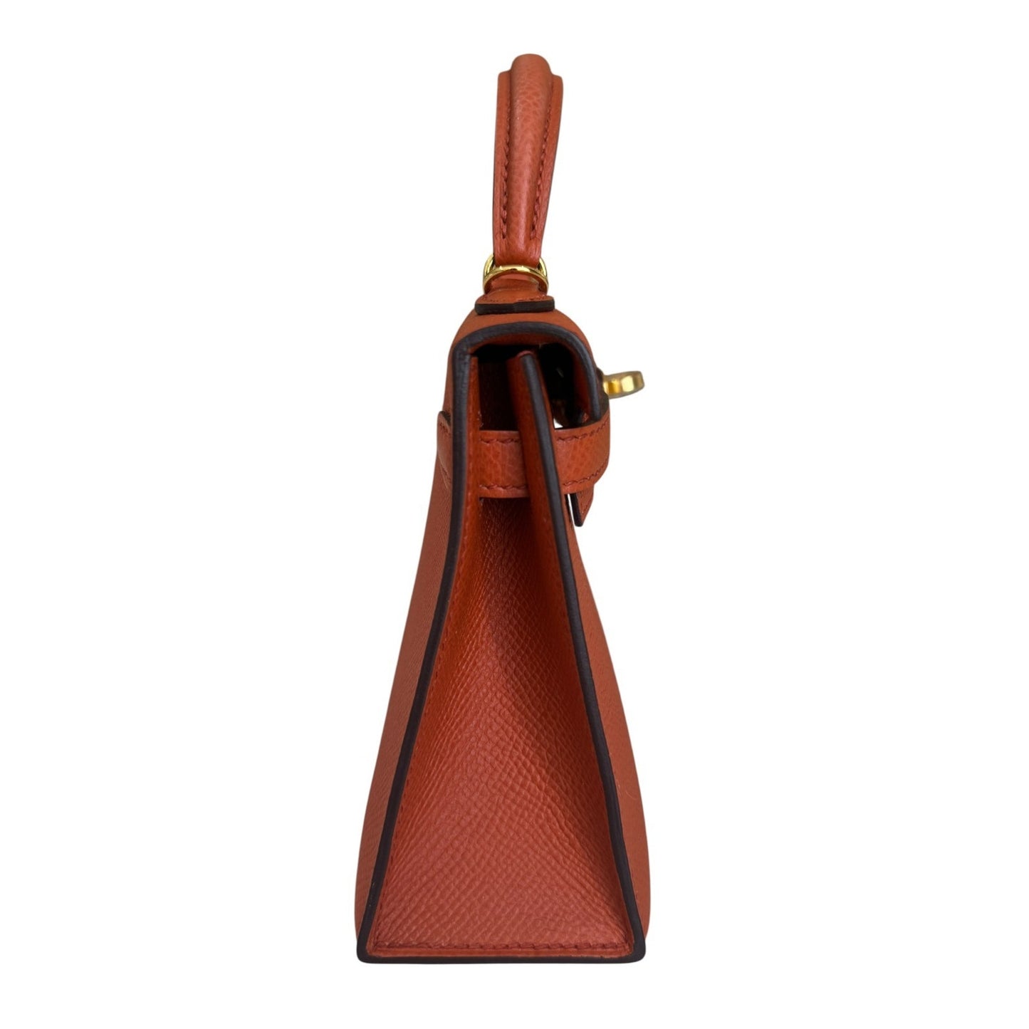 Hermes Kelly Mini 20 Terre Battue Orange Epsom Leather Gold Hardware RARE