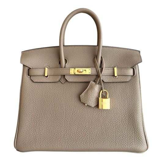 Hermes Birkin 25 Beige Marfa Tan Togo Leather Gold Hardware NEW