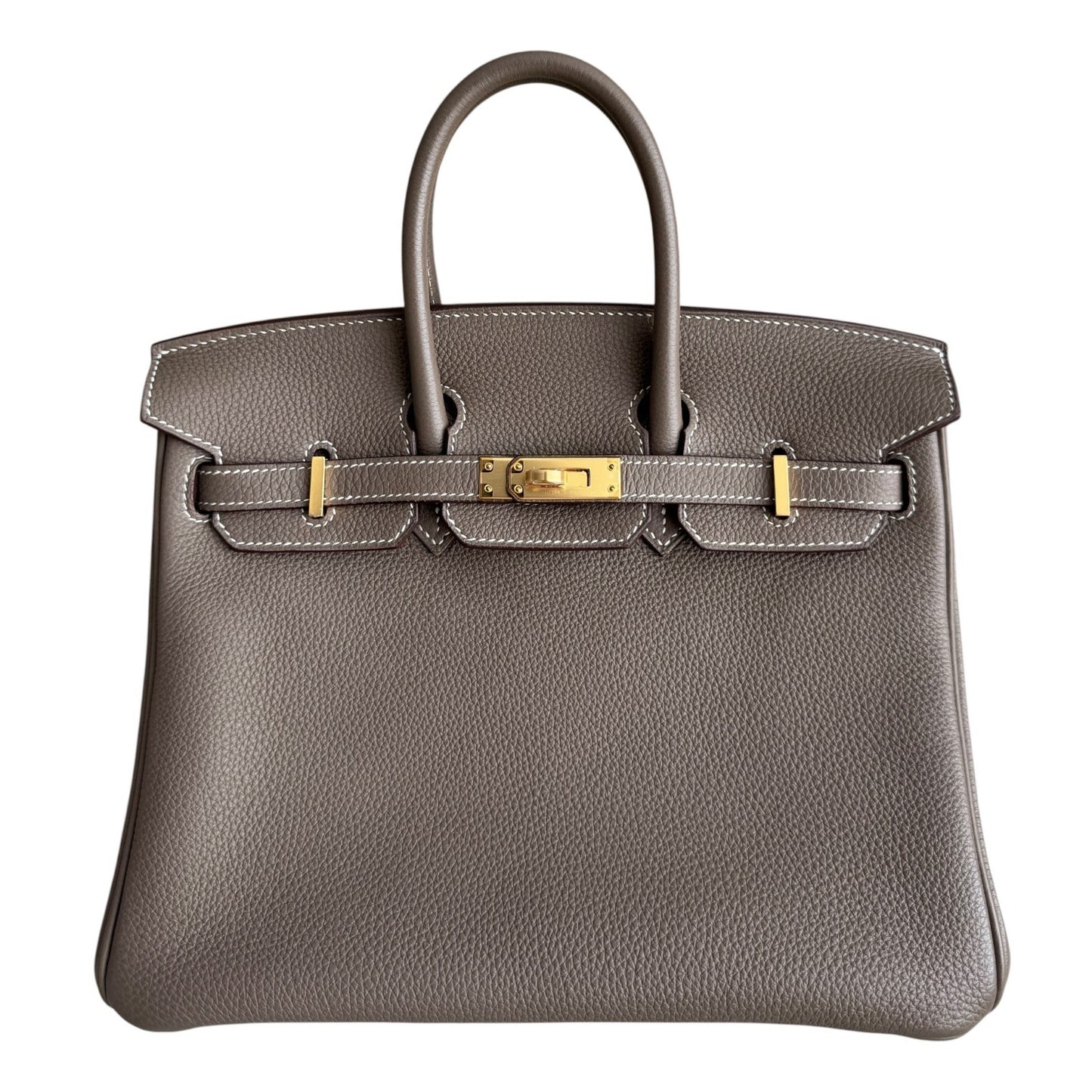 Hermes Birkin 25 Etoupe Gray Togo Leather Gold Hardware Handbag
