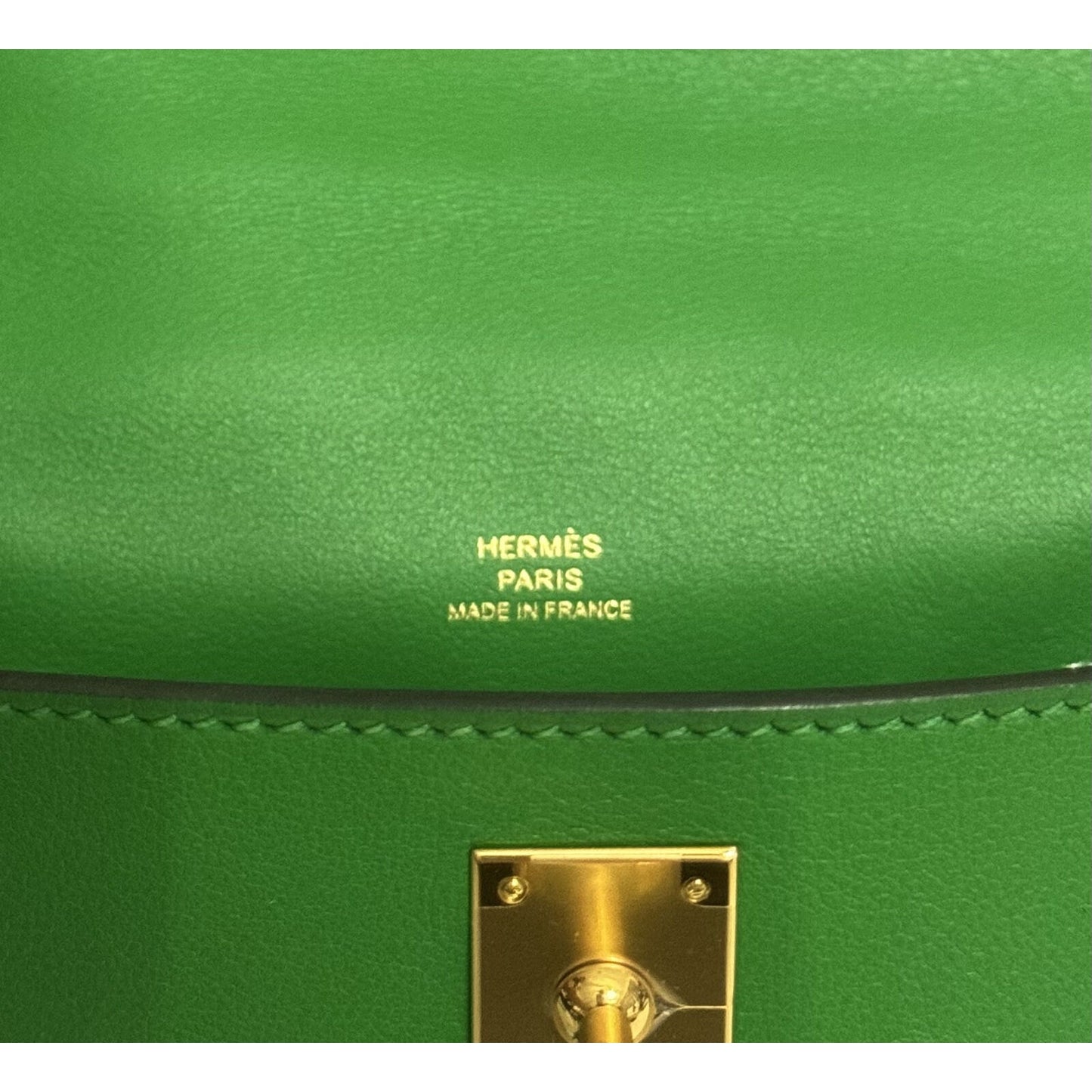 Hermès Pochette Kelly Mini Swift Bamboo Bambou Green Leather Gold Hardware